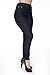 UNIQUE STYLES ASFOOR Womens Stretch Jeggings High Waist Jean Look Leggings Slim Fit with Pockets Plus Size Stretch Pants Navy Blue