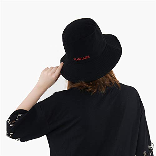 Sinfu Fishing Hat,Women Men Fashion Simple 'Hide' Letter Embroidered Solid Color Casual Visor Collapsible Basin Cap (Black)