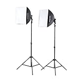 Fovitec - 2-Light 1000W Fluorescent Lighting Kit for Photo & Video with 20"x20" Softboxes, Stands