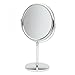 JERDON Two-Sided Tabletop Makeup Vanity Mirror - 5X-1X Magnification & Swivel Design - 9-Inch Diameter Mirror with Adjustable Height - Polished Chrome Finish - Model JP4045C