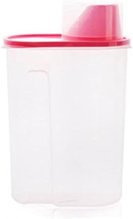 Air Sealed Grain Food Storage Canister Jar Plastic Clear Kitchen Storage Container with Lid 0.7gal Red