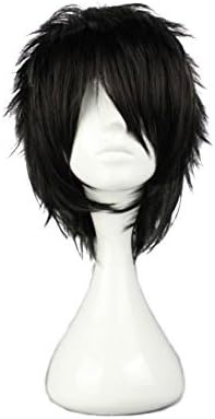 Heat Resistant Anime Wig 30cm Short Straight Black Cosplay Hair Wig+ Wig Cap by CosplayMIX