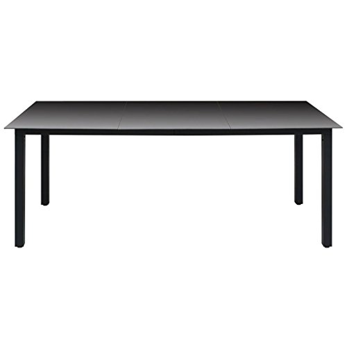 vidaXL Garten Esstisch Witterungsbeständig Gartentisch Gartenmöbel Tisch Balkontisch Terrassentisch Glas Aluminium 190x90x74cm Schwarz – Bild 2