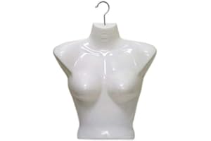 DISPLAYIMPORTER White Female Upper Torso Plastic Mannequin Form