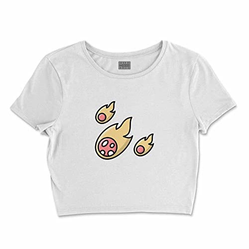 Bona Basics, Digital Bedrucktes, Damen Basic Crop-Top,%100 Baumwolle, Weiß, Lässig, Damen Oberteile, Größe: S