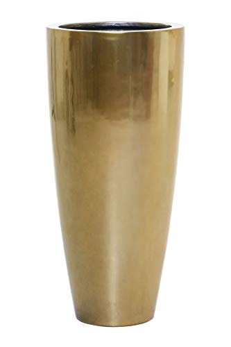 Vivanno Pflanzkübel Pflanzgefäß Blumenkübel Fiberglas City Gold Metallic - 100x47