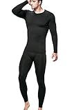 DEVOPS Men’s Thermal Wintergear Heat-Chain Microfiber Fleece Underwear Baselayer Top & Bottom (Long Johns) Set