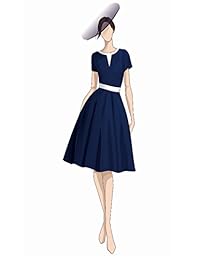 Belle Poque Verano Bolsillo Manga Corta Colorblock acampanado A-Line Vestido Cóctel Negocio BP448