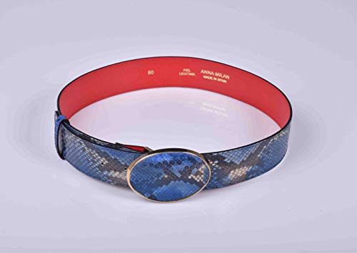31lR2EW7jjL ANNA MILAN Cinturón De Serpiente Natural En Azul Piel 100% Auténtica Forro Interno De Cuero Hebilla Oval En Color Oro… ANNA MILAN Cinturón De Serpiente Natural En Azul Piel 100% Auténtica Forro Interno De Cuero Hebilla Oval En Color Oro… - Imagen 6