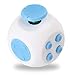 FIDGET DICE 6 Sides Fidget Toys Cube Relieves Stress and Anxiety Cube for Children and Adults (White - Blue)