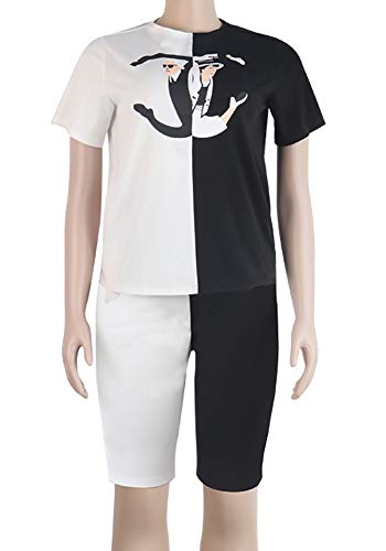 Womens Casual 2 Piece Sports Outfit Set Letter Print Shorts Joggers Clubwear Tracksuit Sportswear Set White - Thumbnail 2