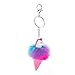 Skywisewin Sparkly Ice Cream Cone Keychain Bag Charm, Pom Pom Fur Unicorn Keychains Silver Key Rings,Pink,Small