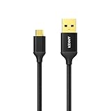 Anker 3ft / 0.9m Nylon Braided Tangle-Free Micro USB Cable with Gold-Plated Connectors for Android, Samsung, HTC, Nokia, Sony and More (Black)