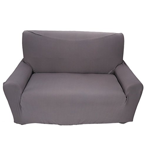 Elastic Anti Wrinkle Couch Covers,Solid Color Stylish Sofa Slipcover 1- 4 Seat Soft Lightweight Slip Resistant Sofa Furniture Protector Cover Fit Many Popular Sofas (2Seat=57", Gray)