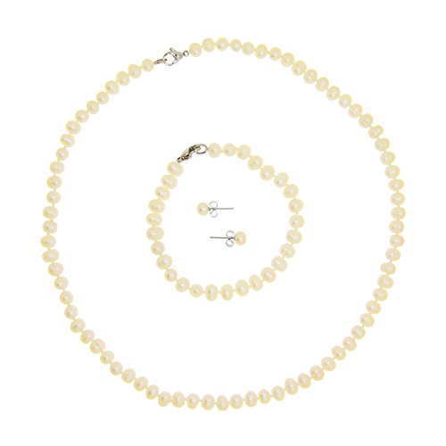 Cultured freshwater pearl strand necklace, bracelet and earrings …