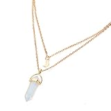 Hemlock Women Girl's Crystal Opals Pendant Necklace Choker Chain (White)