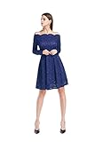 MAGICMK Women's Vintage Floral Lace Long Sleeve Formal Swing Dress Party Business Cocktail