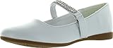 Little Angel Kelly-767E Girls Patent Leatherette Round Toe Rhinestone Mary Jane Ballerina Flat