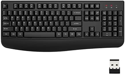 EDJO Wireless Keyboard, 2.4G Ergonomic Full Size Wireless Computer Keyboard with Wrist Rest for Windows, Mac OS Desktop/Laptop/PC(Black)