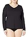Kanu Surf Women's Plus Size Solid UPF 50+ Long Sleeve Swim Shirt Rashguard, Black, 3X