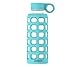purifyou 40/32/22/12 oz Borosilicate Glass Water Bottles with Volume Markers, Silicone Sleeve, Stainless Steel Lid, Reusable Bottle for Water, Juice, Gym, and Fridge Storage (22oz Aqua Blue)