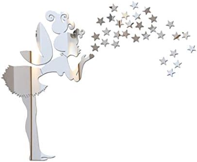 Dpolrs Fairy Stars Mirror Wall Sticker Little Girl Stars Mirrord Decals DIY Acrylic Kids Bedroom Decoration Wallpaper