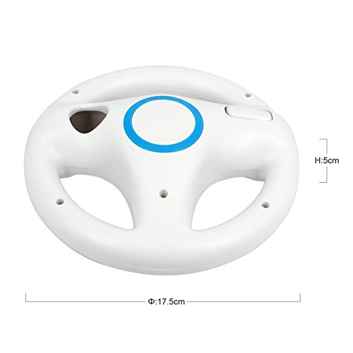 GamesBunds-Mario-Kart-Steering-Wheels-2pcs-White-Racing-Wheel-with-Wii-Wheel-Wii-Mario-Kart-Game-Remote-controller-Accessories-Driving-Wheel-for-Mario-Kart-Tank-more-Wii-U-or-Wii-games