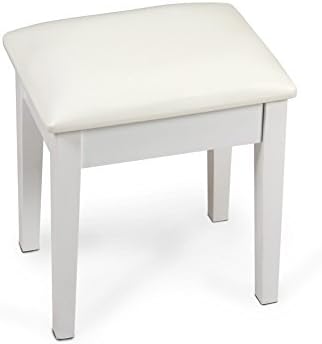 Organizedlife White Wooden Stool for Dressing Vanity Table