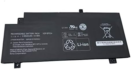 BPS34 Laptop Battery For Sony VGP-BPS34 VGP-BPL34 Vaio 15 Touch SVF15A16CXB SVF14AC1QL SVF14AC1QU SVF14A14CXP SVF14A14CXS SVF14A15CXB SVF14A15CXP SVF14A15CXS(11.1V 41Wh)