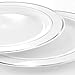 Supernal Professional Box Grater9 Party Pack Plastic Lunch Plates, Plastic Plates for Dinner Party or Wedding, 23cm Plastic White Plates with Silver Trim,Supernal (9
