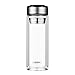 Glass Tea Tumbler With Strainer,17Ounce Double Wall Glass Travel Mug for Loose Leaf Tea Fruit-Safe Travel for Hot or Cold Drinks