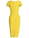 MUXXN Knee Length Dress for Women Semi Formal Retro Vintage Cocktail Short Sleeve Sheath Bodycon Pencil Dresses Yellow XL