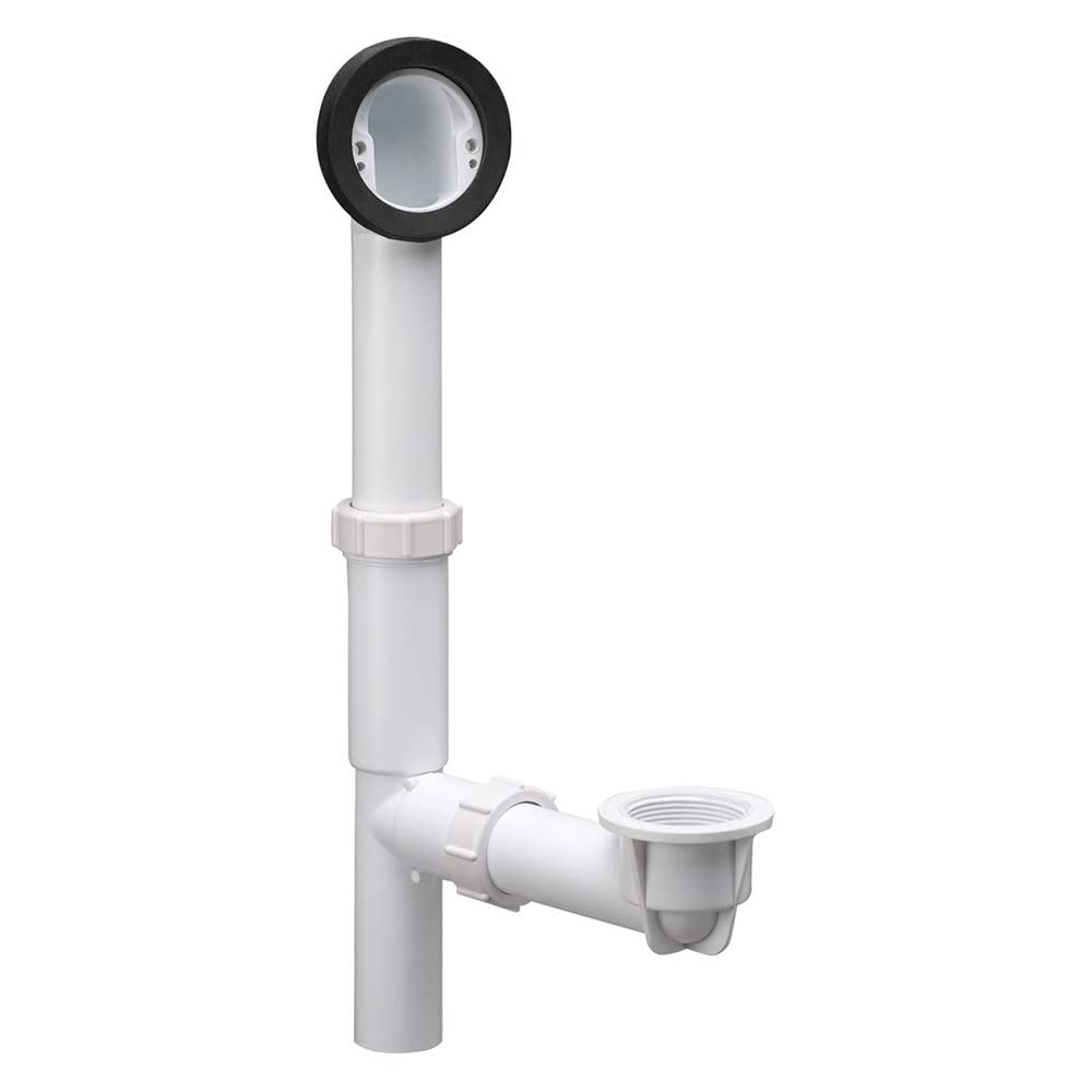 Design House 522458 PVC Rough-in Bath Drain Kit with Overflow and Adjustable Height and Depth, White, 1.5" W x 19.3" H