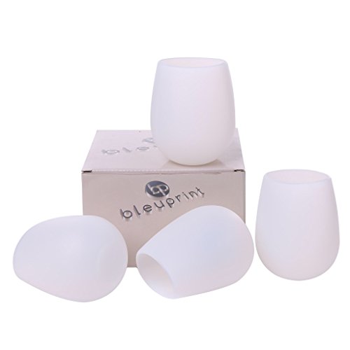 Silicone Wine Glasses - Set of 4 - Silicone Wine Cups - Unbreakable Party Cups - Portable, Dishwasher Safe - 12 oz - Stemless Wine Glasses - Outdoor Wine Glasses for Camping, Boating, Pool, Kids.
