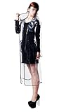 Flesser® Womens Hooded Transparent Clear Raincoat Cute Waterproof Rainwear With Edge Black(Long)