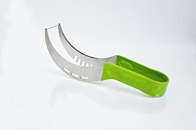 Wedgie Watermelon Cutter, Melon Slicer, Premium Corer Knife, Easy cutting- Non-Slip Easy Grip Silicone Handle Brushed Stainless Steel, Multiple Colors