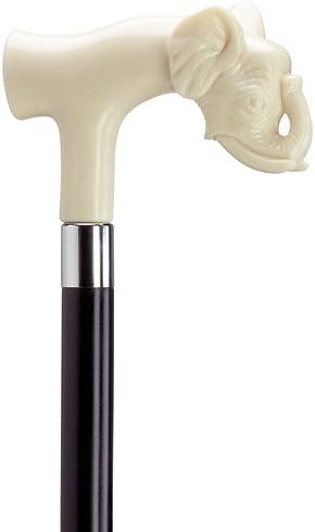 Elephant Head Cane with Off White Derby Handle (Off White)