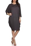 Pastel by Vivienne Women's Side Draped Dolman Sleeves Dress