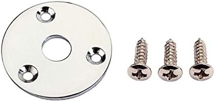 1PCS Round Jack Plate Guitar Output Jack Plug Socket Circular Metal Jack Plate for Electric Bass Guitar Parts & Accessories-chrome