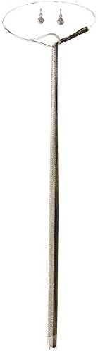 Extra Long Black &amp; Silver-Tone Multi-Strand Chain Drop Choker Necklace, 4 5/8” Diameter, 15 ½” Drop