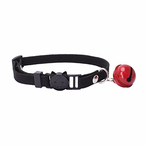 Howstar Pet Collars, Adjustable Dog Necklace Safety Puppy Cat Collar with Bell (Black)