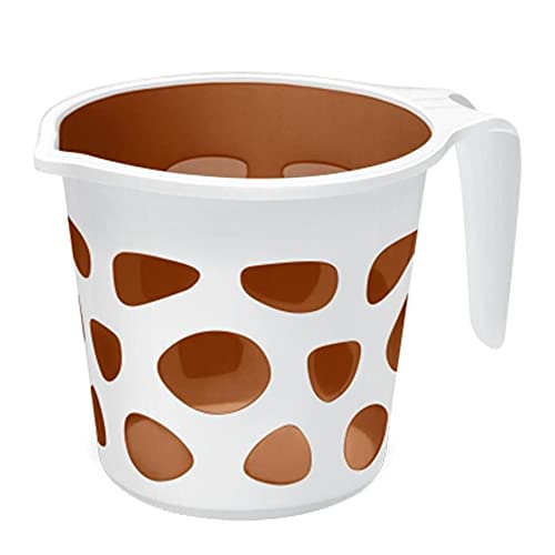 Photo 1 of Extremely Premium Plastic Duplex Designer Mugs for Bathroom Bath Mug Accessory x 1 BPA Free Bathing Mugs Dabba Camping Mug, Certified Bathing Water Mug - 1.5 Litre Capacity - Assorted Colors (Brown)