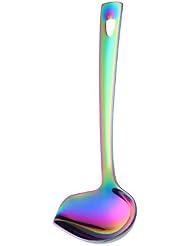 Sauce Ladle, BuyGo Drizzle Spoon with Spout Gravy Soup Ladle, Stainless Steel Kitchen Utensil, Mirror Polish & Dishwasher Safe, 8.67 Inch, Rainbow