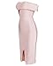 UONBOX Women's Rayon Off The Shoulder Front Split Midi Bodycon Bandage Party Dress