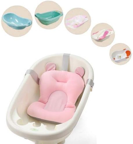 Baby Bath Pad Mat, Floating Soft Newborn Bath Pillow/Lounger Newborn Bath Tub Air Cushion, Bath Support Baby Cushion Soft Anti-Slip Bath Seat 0-6 Month Infant Bath Pillow (Pink)
