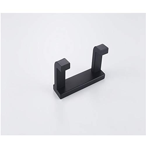 DOCNACHT Double Towel Robe Hook Stainless Steel Coat Hook Kitchen Toilet Bathroom Accessories Dual Holder Heavy Duty Wall Mount, Matte Black - Thumbnail 5