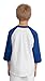 SPORT-TEK Youth Colorblock Raglan Jersey, White/Purple, M