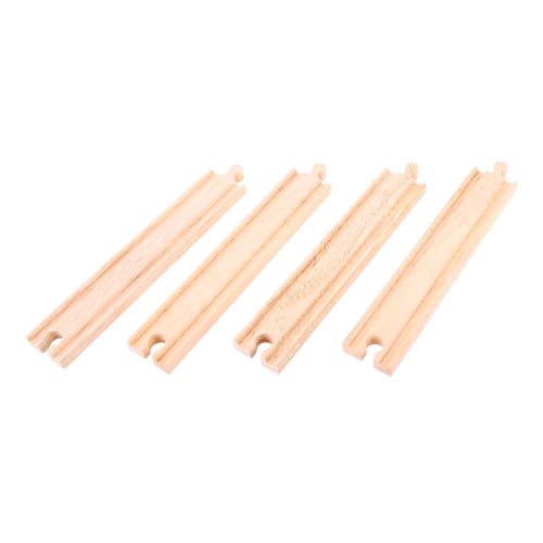 Bigjigs Rail Long Straights (Pack of 4) - Other Major Wooden Rail Brands are Compatible