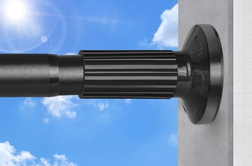 Tension Curtain Rod 51-145In(4.25-12.08Ft), Extra Long Outdoor Curtain Rod No Drilling for Window or Patio, Adjustable Spring Shower Rod, Never Rust, Rod Diameter 1.26In-Black
