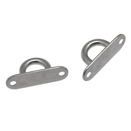 Homgaty 4Pcs 5mm 304 Stainless Steel Oblong Pad Eye Plate,Marine Hardware Staple Hook Loop